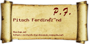 Pitsch Ferdinánd névjegykártya
